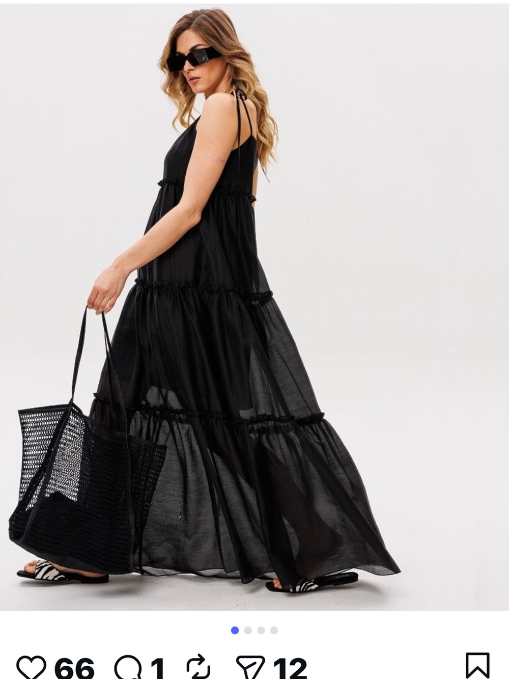 Black Tiered Maxi Dress with Tie Straps